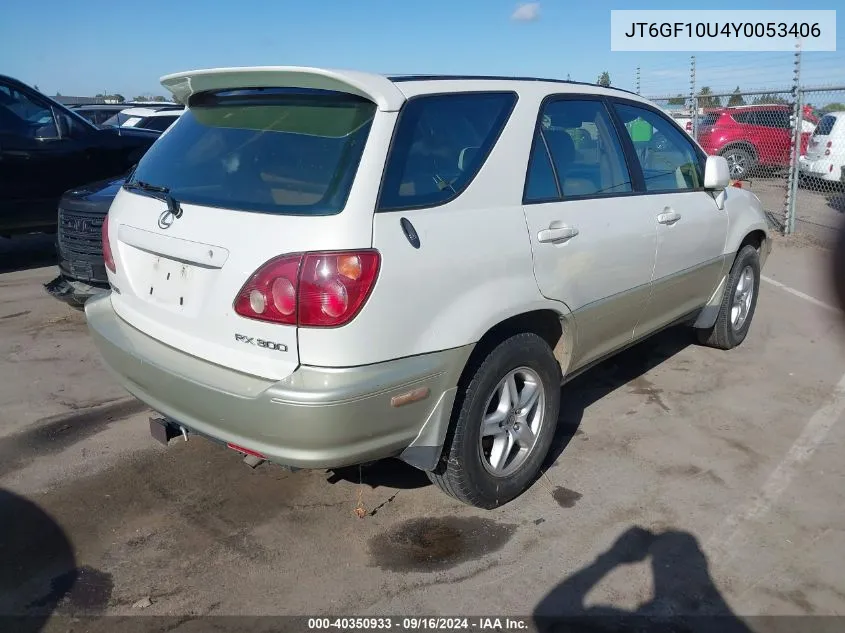 2000 Lexus Rx 300 VIN: JT6GF10U4Y0053406 Lot: 40350933