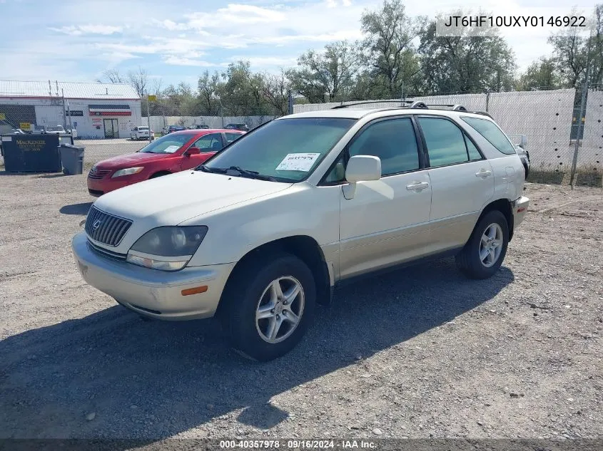 2000 Lexus Rx 300 VIN: JT6HF10UXY0146922 Lot: 40357978