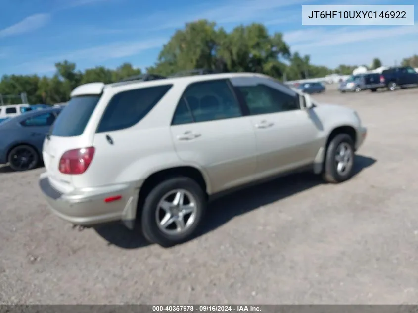 2000 Lexus Rx 300 VIN: JT6HF10UXY0146922 Lot: 40357978