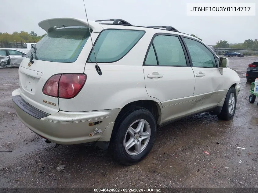 2000 Lexus Rx 300 VIN: JT6HF10U3Y0114717 Lot: 40424552