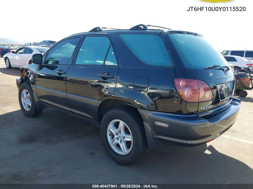 2000 Lexus Rx 300 VIN: JT6HF10U0Y0115520 Lot: 40437941