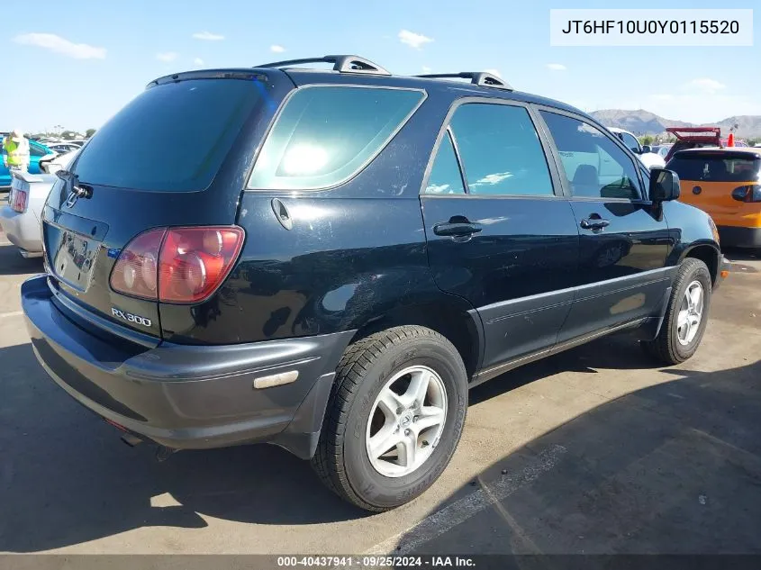 2000 Lexus Rx 300 VIN: JT6HF10U0Y0115520 Lot: 40437941