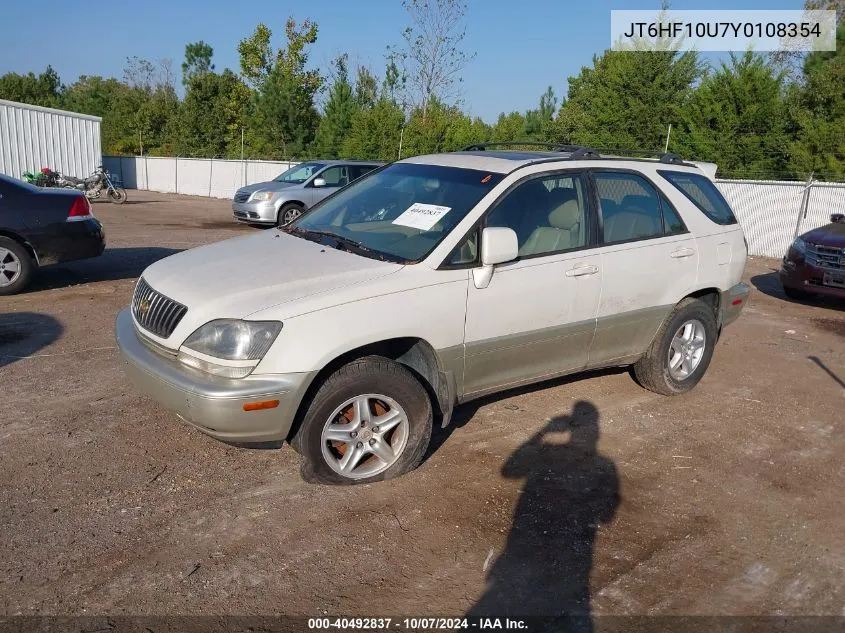 2000 Lexus Rx 300 300 VIN: JT6HF10U7Y0108354 Lot: 40492837