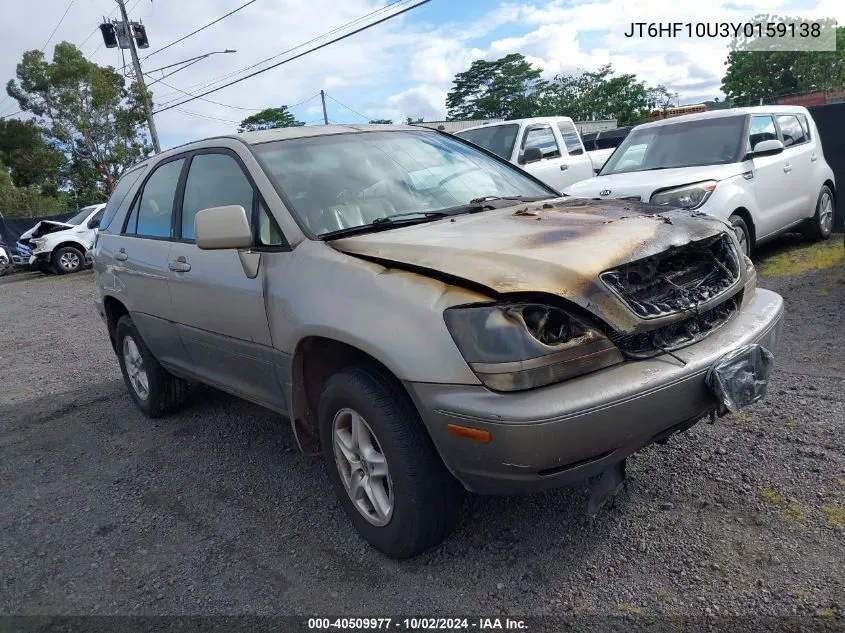 2000 Lexus Rx 300 VIN: JT6HF10U3Y0159138 Lot: 40509977