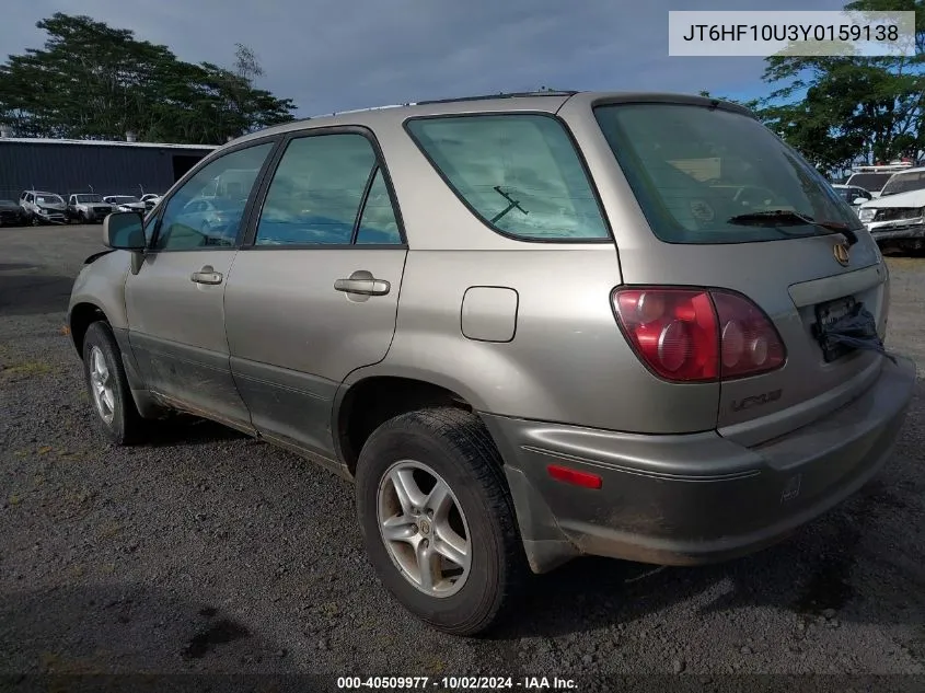 2000 Lexus Rx 300 VIN: JT6HF10U3Y0159138 Lot: 40509977