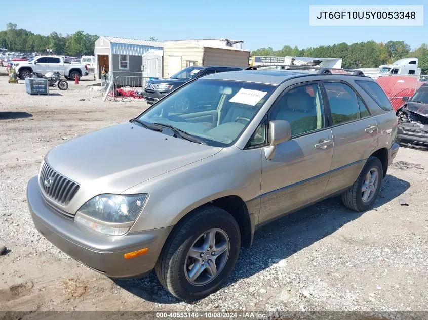 2000 Lexus Rx 300 VIN: JT6GF10U5Y0053348 Lot: 40553146