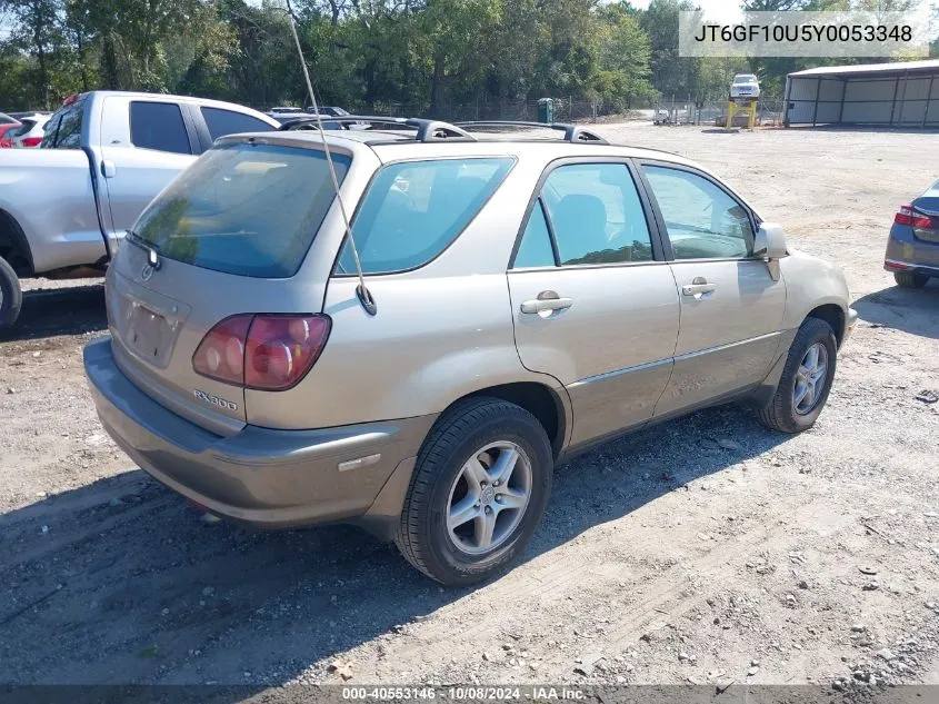 2000 Lexus Rx 300 VIN: JT6GF10U5Y0053348 Lot: 40553146