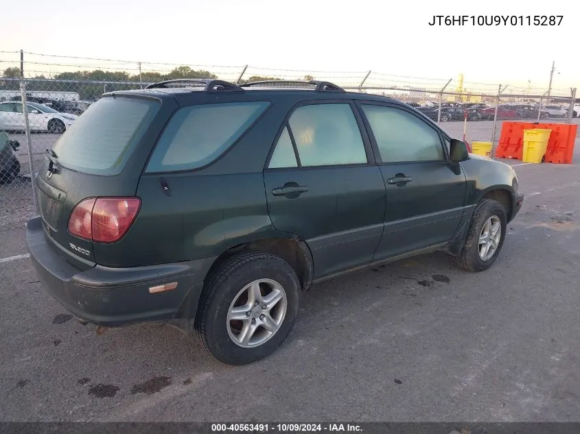 2000 Lexus Rx 300 VIN: JT6HF10U9Y0115287 Lot: 40563491