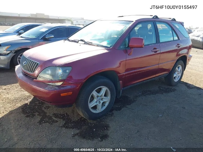 2000 Lexus Rx 300 VIN: JT6HF10U0Y0155497 Lot: 40654625