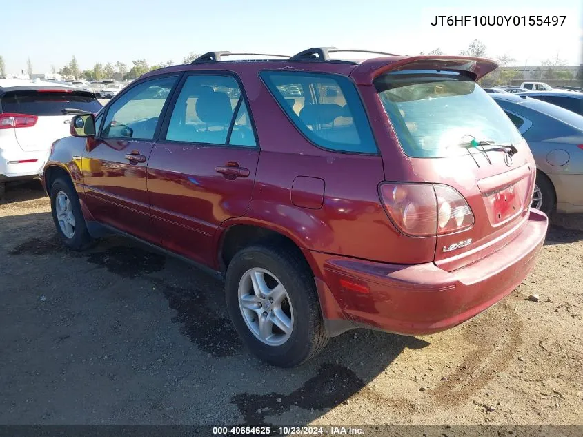 2000 Lexus Rx 300 VIN: JT6HF10U0Y0155497 Lot: 40654625