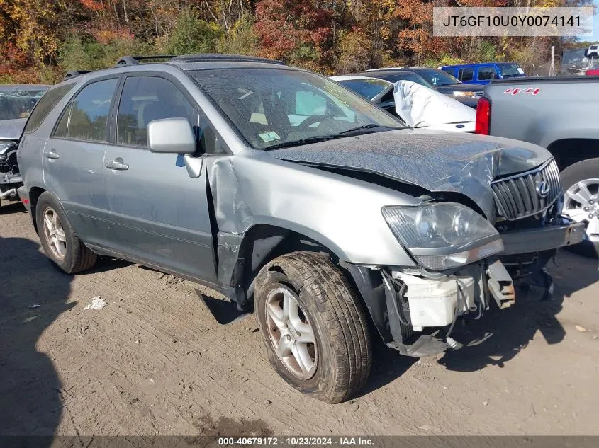 2000 Lexus Rx 300 VIN: JT6GF10U0Y0074141 Lot: 40679172