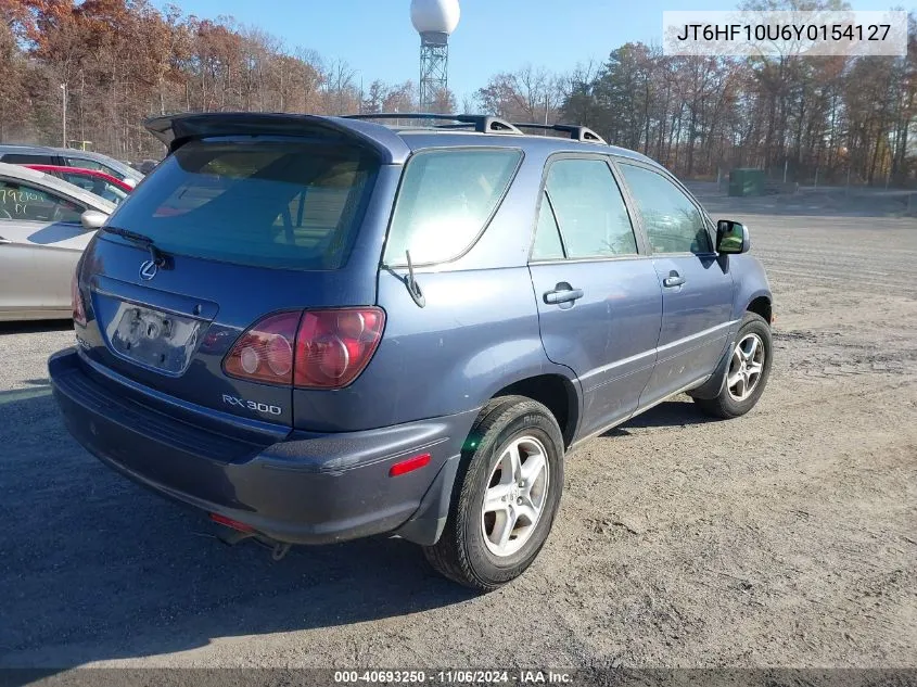 2000 Lexus Rx 300 VIN: JT6HF10U6Y0154127 Lot: 40693250