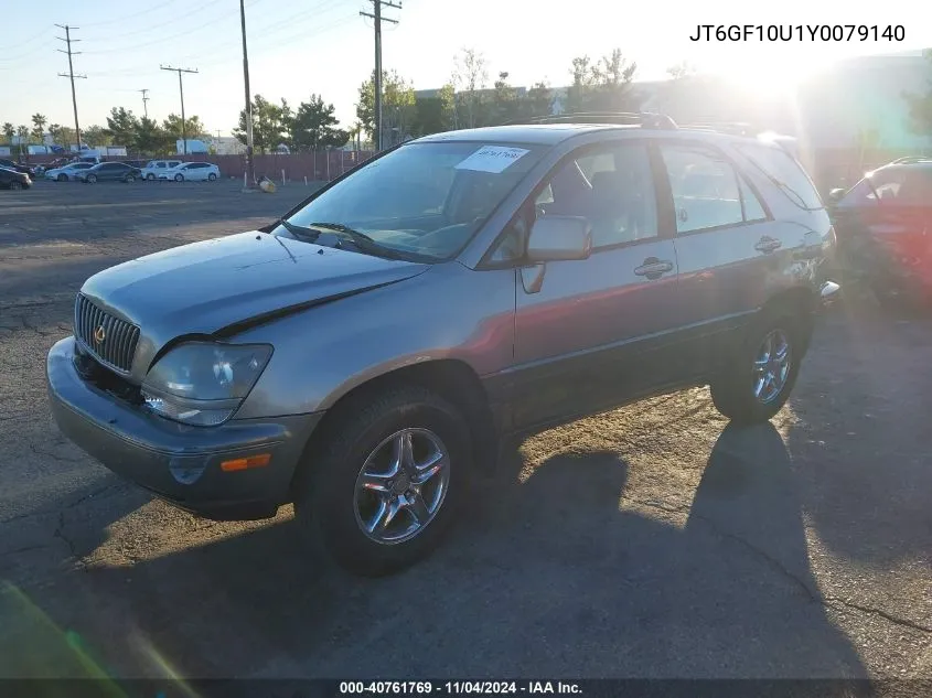 2000 Lexus Rx 300 VIN: JT6GF10U1Y0079140 Lot: 40761769