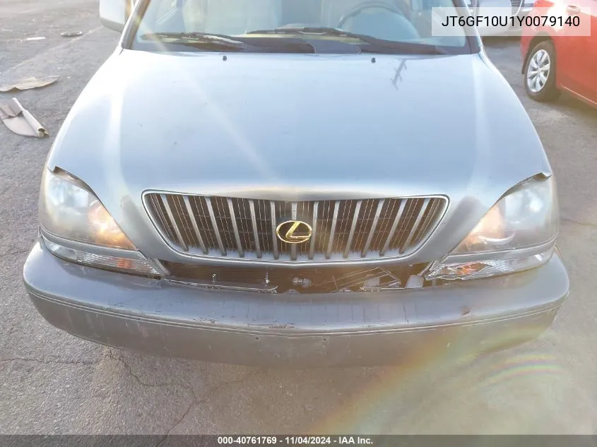 2000 Lexus Rx 300 VIN: JT6GF10U1Y0079140 Lot: 40761769