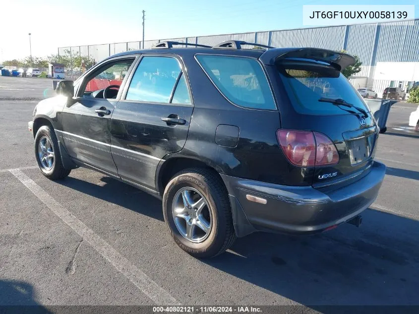 2000 Lexus Rx 300 VIN: JT6GF10UXY0058139 Lot: 40802121