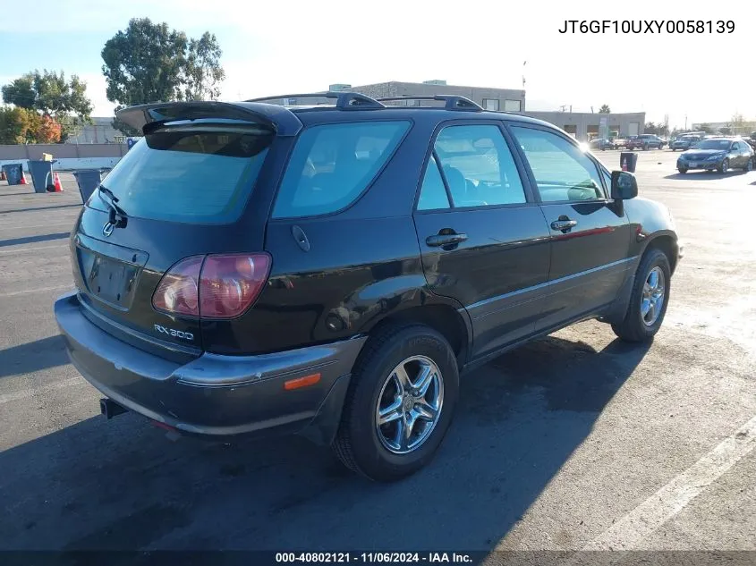 2000 Lexus Rx 300 VIN: JT6GF10UXY0058139 Lot: 40802121