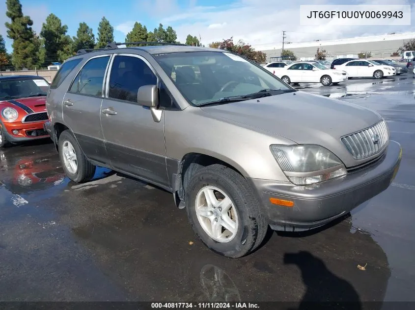 2000 Lexus Rx 300 VIN: JT6GF10U0Y0069943 Lot: 40817734