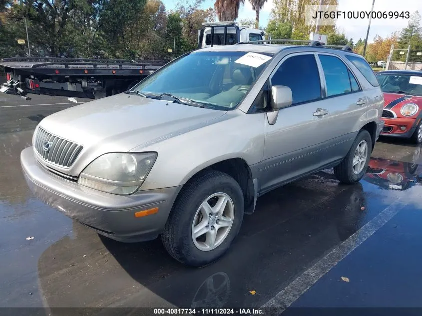 2000 Lexus Rx 300 VIN: JT6GF10U0Y0069943 Lot: 40817734