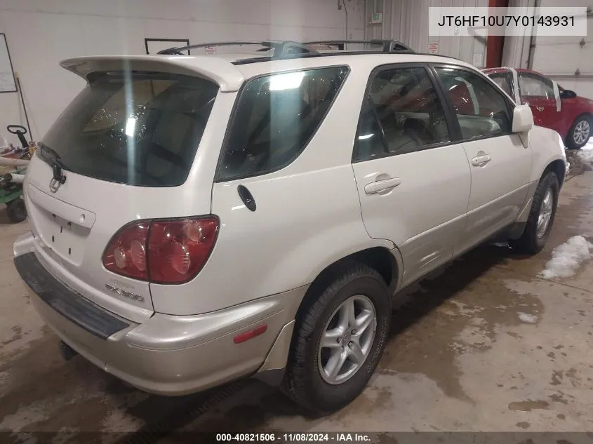 2000 Lexus Rx 300 VIN: JT6HF10U7Y0143931 Lot: 40821506