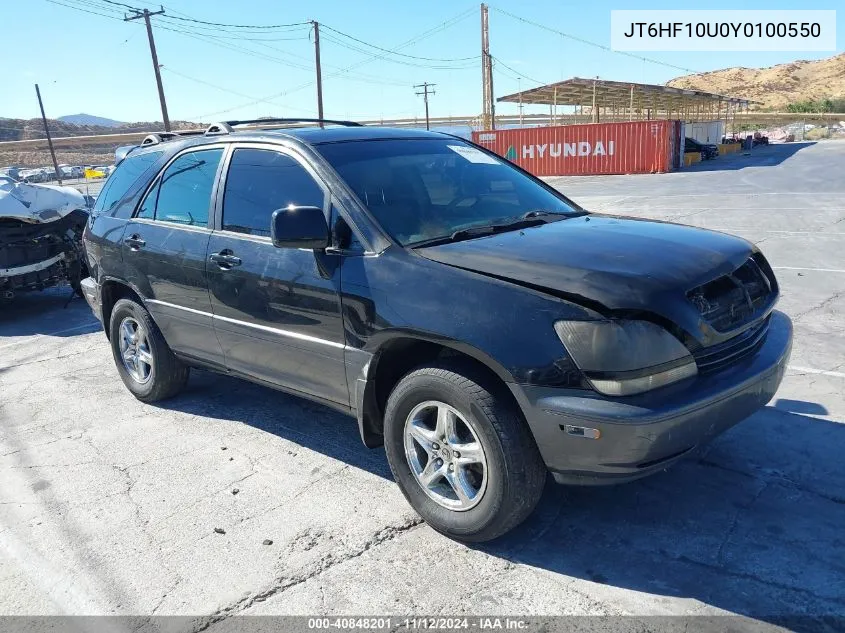 2000 Lexus Rx 300 VIN: JT6HF10U0Y0100550 Lot: 40848201