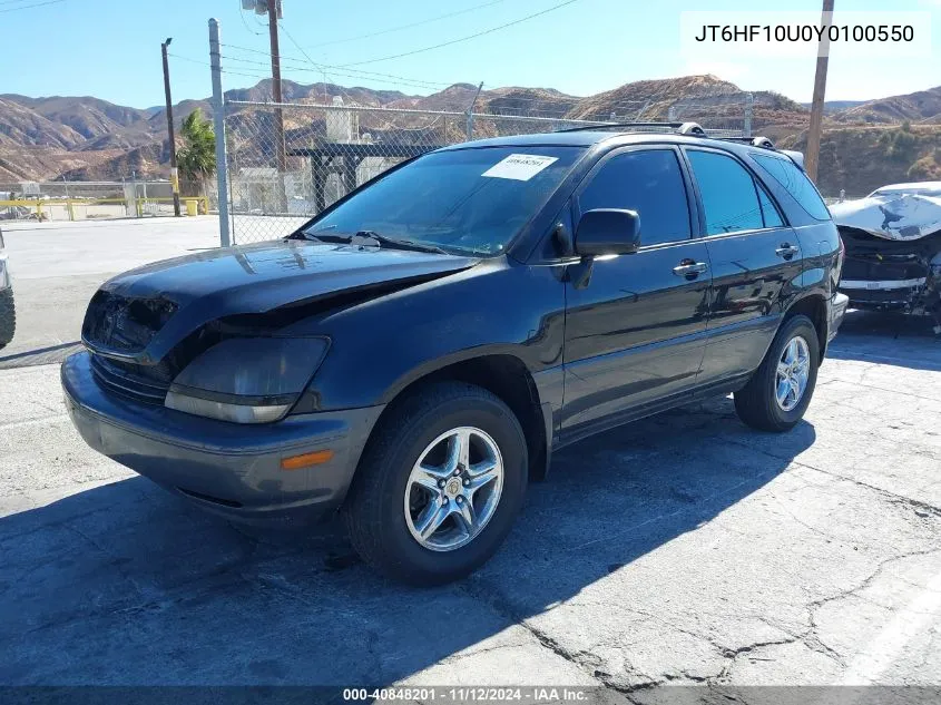 2000 Lexus Rx 300 VIN: JT6HF10U0Y0100550 Lot: 40848201