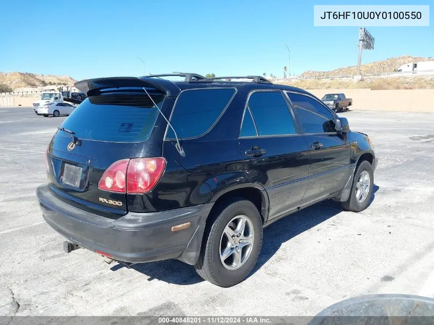 2000 Lexus Rx 300 VIN: JT6HF10U0Y0100550 Lot: 40848201