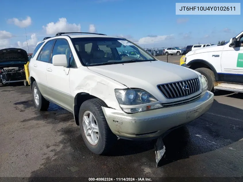 2000 Lexus Rx 300 VIN: JT6HF10U4Y0102611 Lot: 40862324