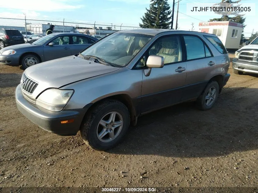 2001 Lexus Rx 300 VIN: JTJHF10U510184005 Lot: 30046227