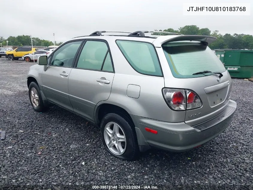 2001 Lexus Rx 300 VIN: JTJHF10U810183768 Lot: 39878148