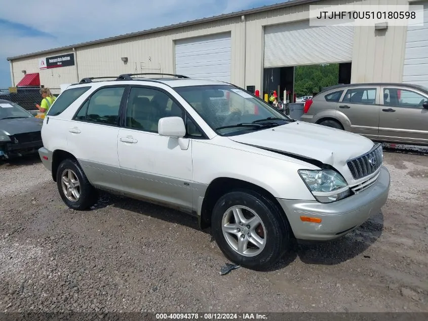 2001 Lexus Rx 300 VIN: JTJHF10U510180598 Lot: 40094378