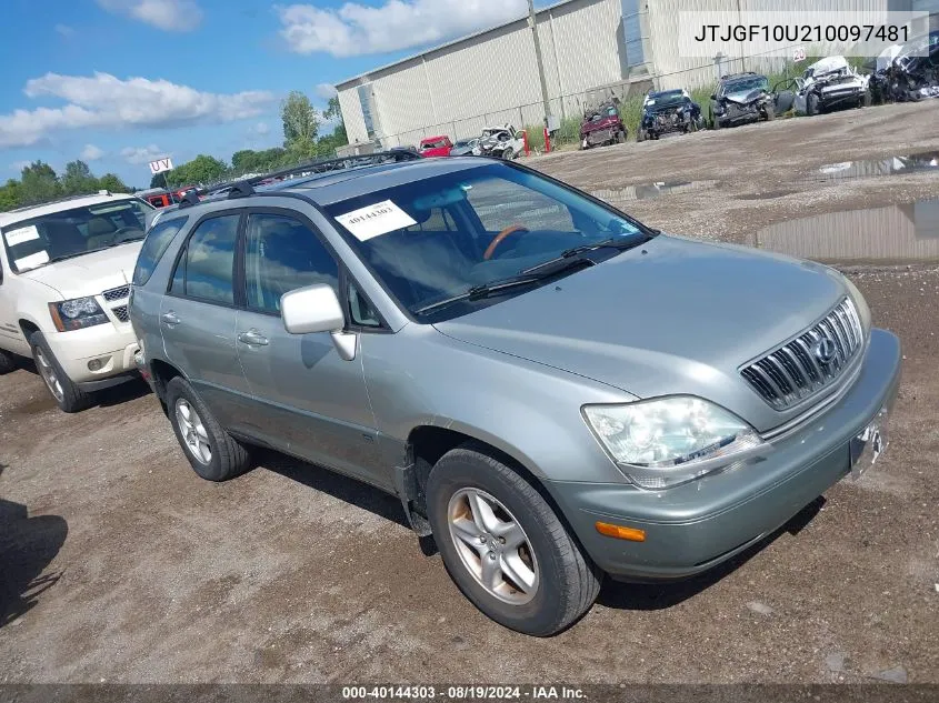 2001 Lexus Rx 300 VIN: JTJGF10U210097481 Lot: 40144303