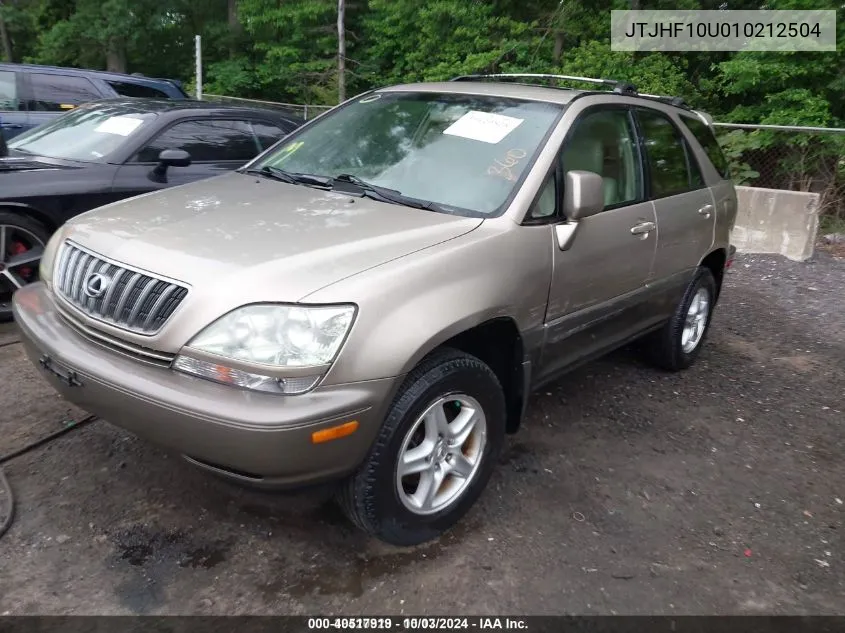 2001 Lexus Rx 300 VIN: JTJHF10U010212504 Lot: 40517919