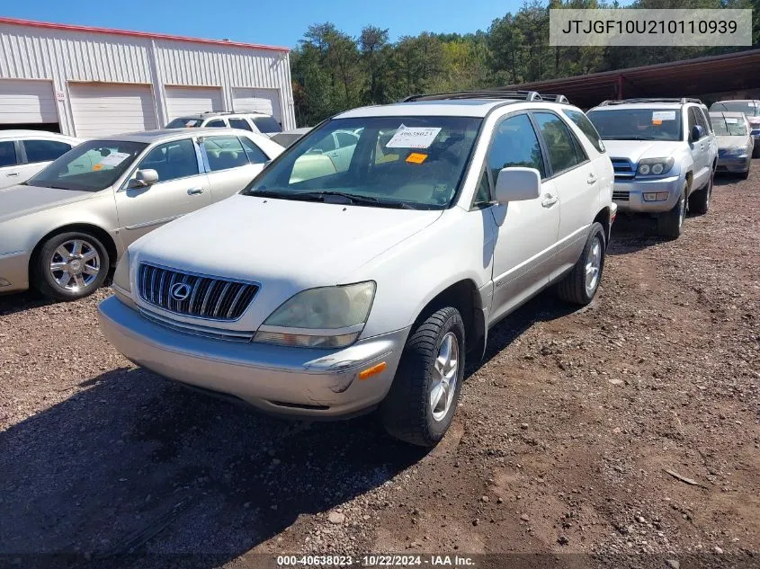 2001 Lexus Rx 300 VIN: JTJGF10U210110939 Lot: 40638023