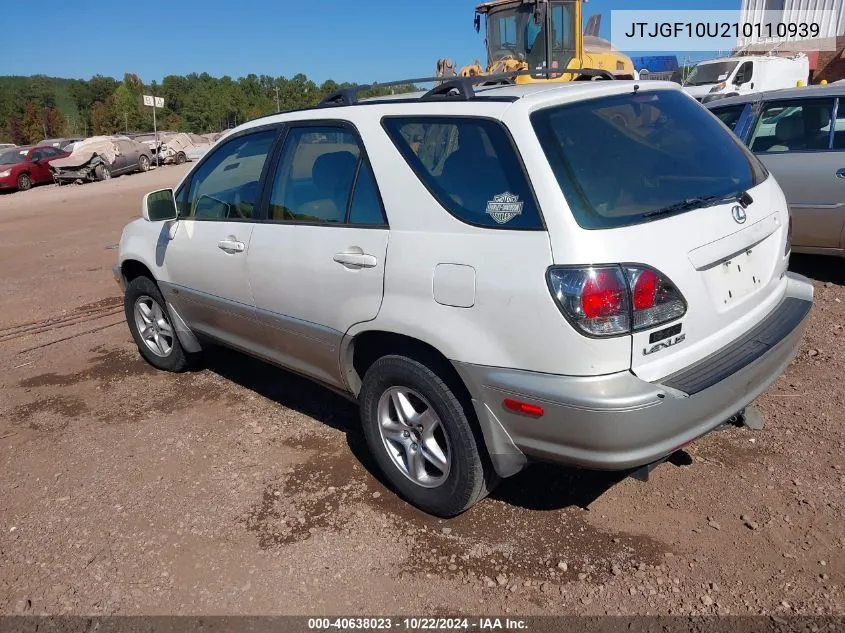 2001 Lexus Rx 300 VIN: JTJGF10U210110939 Lot: 40638023