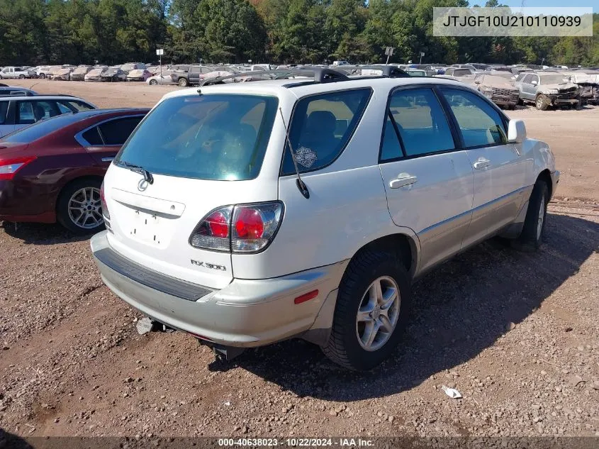 2001 Lexus Rx 300 VIN: JTJGF10U210110939 Lot: 40638023