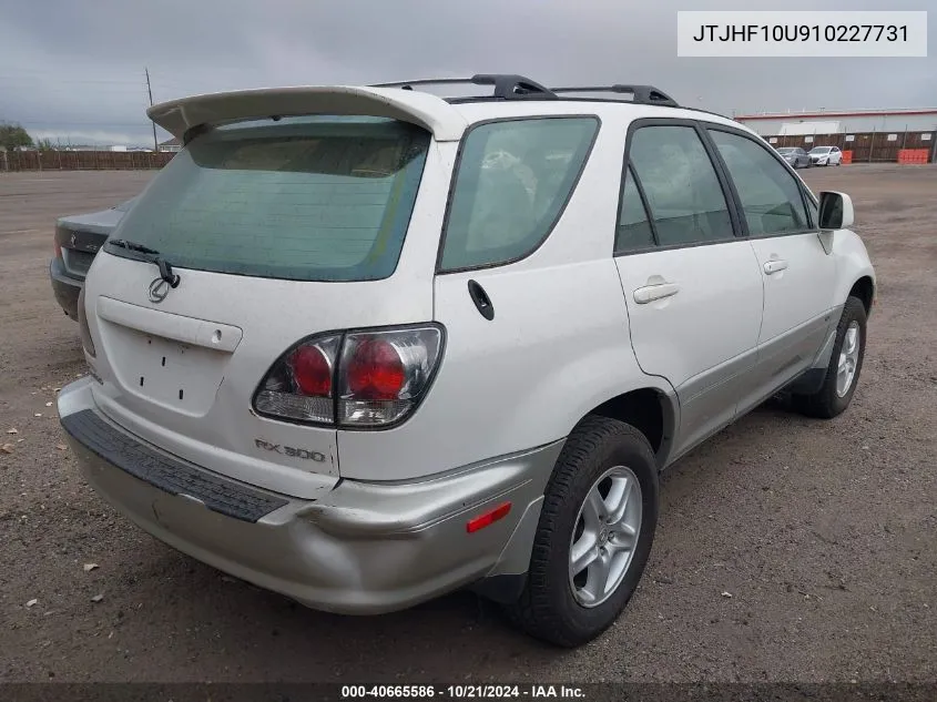 2001 Lexus Rx 300 VIN: JTJHF10U910227731 Lot: 40665586