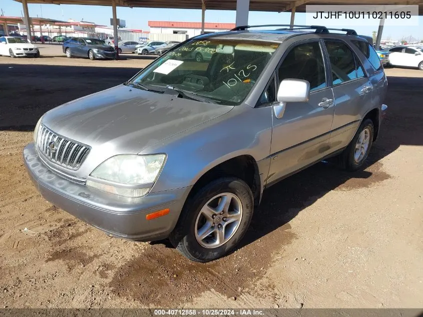 2001 Lexus Rx 300 VIN: JTJHF10U110211605 Lot: 40712858