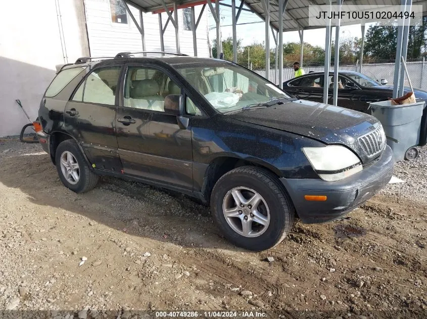 2001 Lexus Rx 300 VIN: JTJHF10U510204494 Lot: 40749286