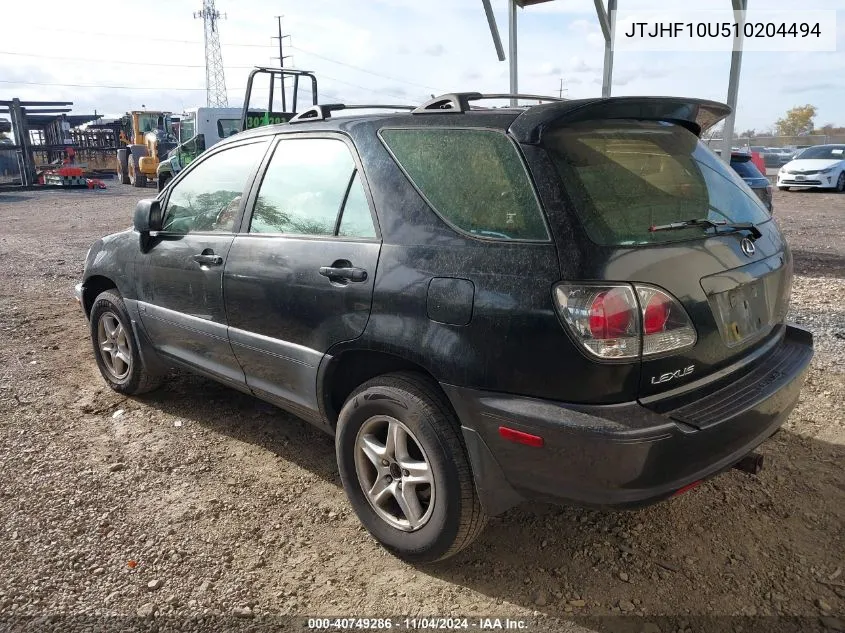 2001 Lexus Rx 300 VIN: JTJHF10U510204494 Lot: 40749286