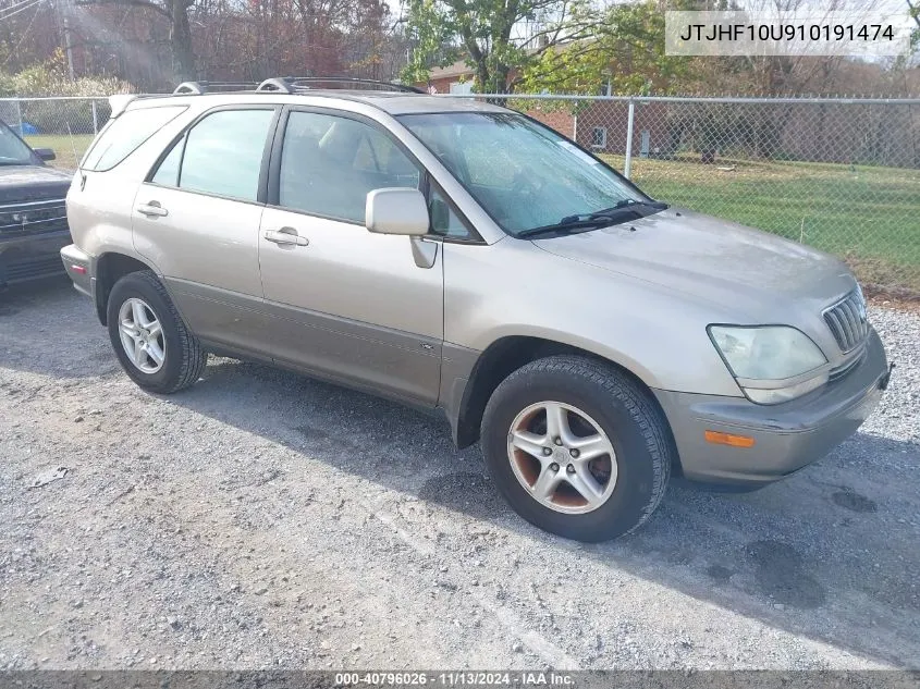 2001 Lexus Rx 300 VIN: JTJHF10U910191474 Lot: 40796026