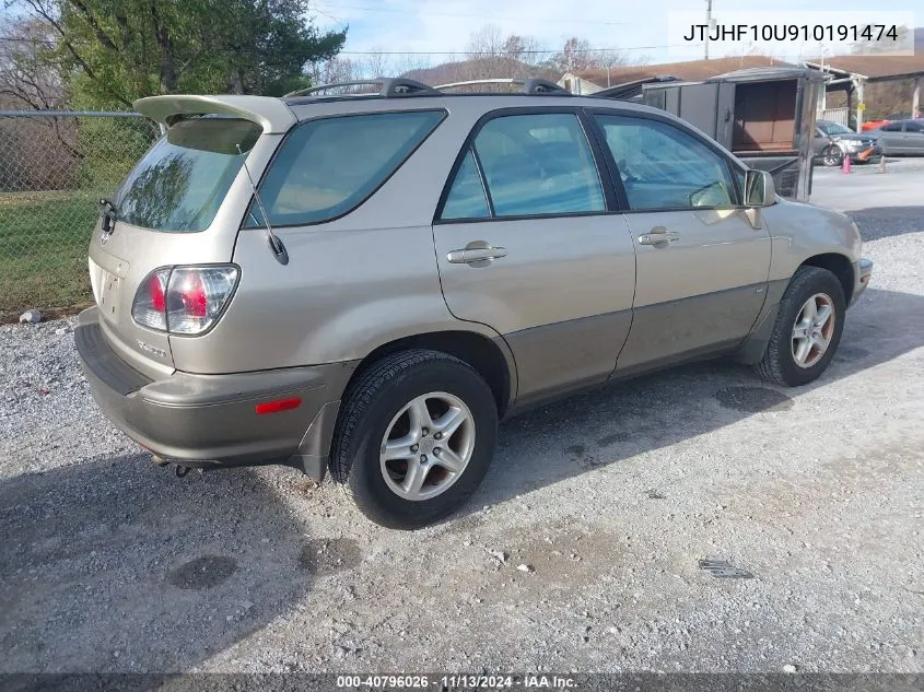 2001 Lexus Rx 300 VIN: JTJHF10U910191474 Lot: 40796026