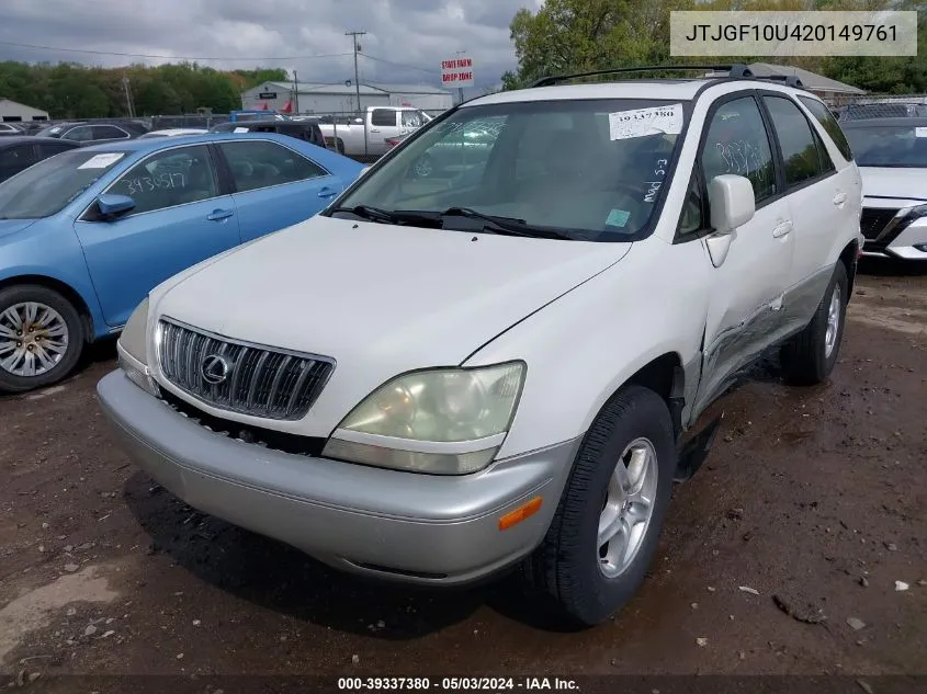 2002 Lexus Rx 300 VIN: JTJGF10U420149761 Lot: 39337380