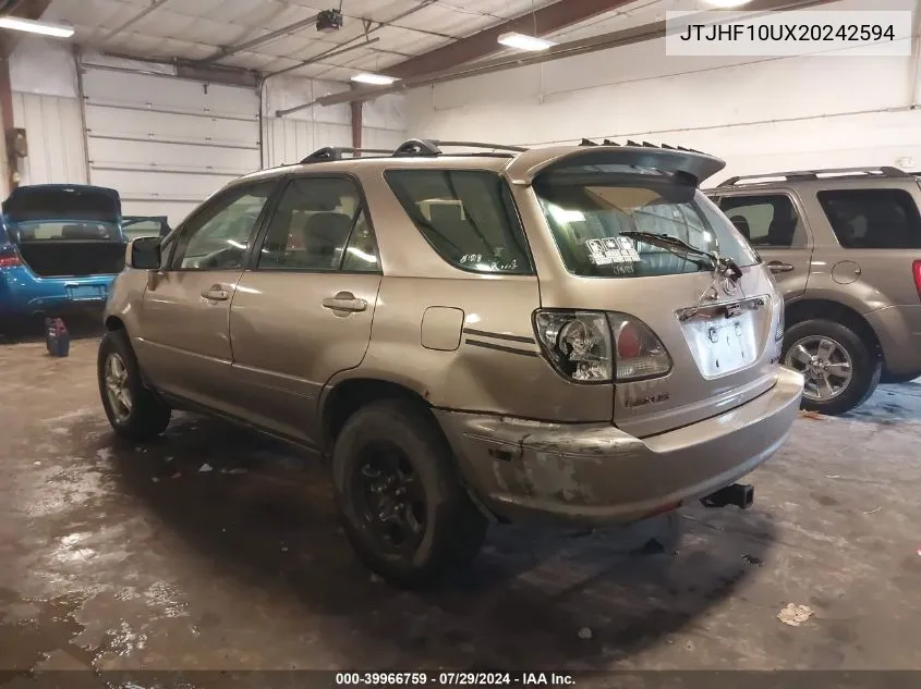 2002 Lexus Rx 300 VIN: JTJHF10UX20242594 Lot: 39966759