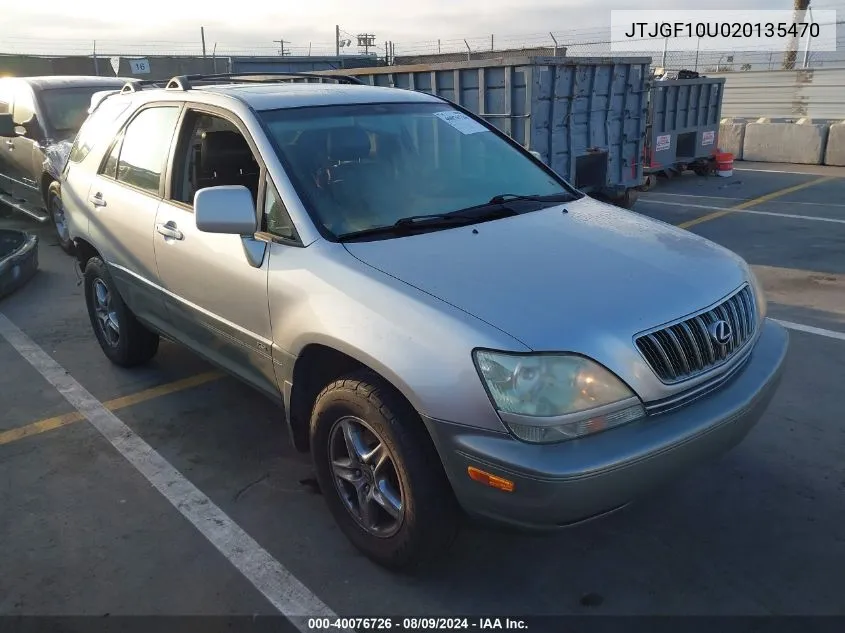 2002 Lexus Rx 300 VIN: JTJGF10U020135470 Lot: 40076726