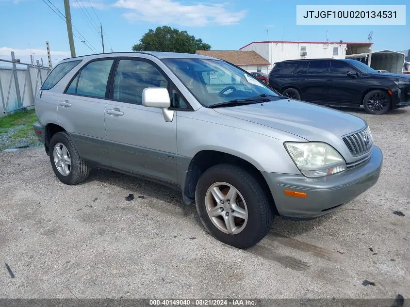 2002 Lexus Rx 300 300 VIN: JTJGF10U020134531 Lot: 40149040