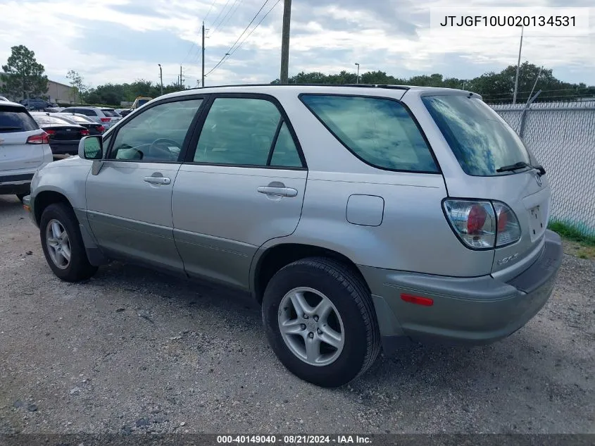 2002 Lexus Rx 300 300 VIN: JTJGF10U020134531 Lot: 40149040