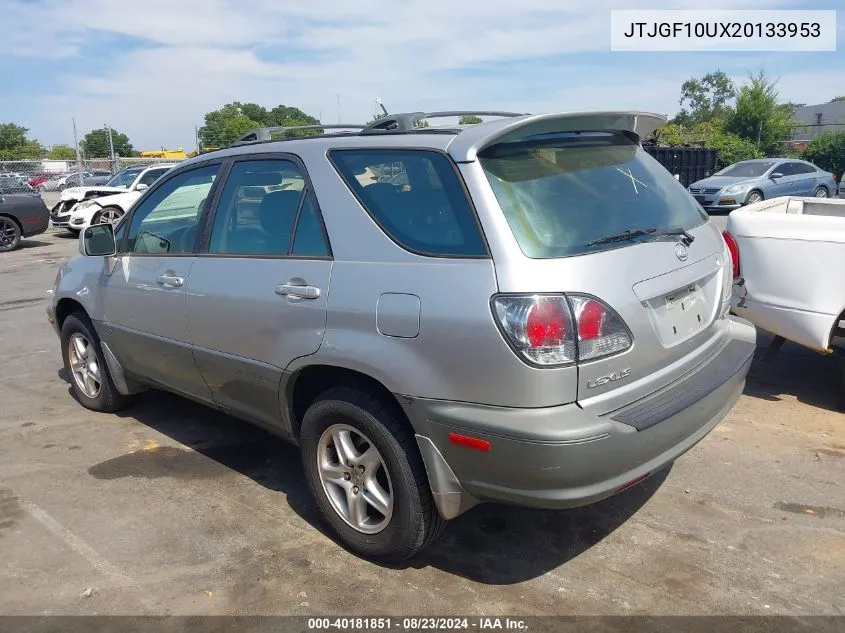 2002 Lexus Rx 300 VIN: JTJGF10UX20133953 Lot: 40181851