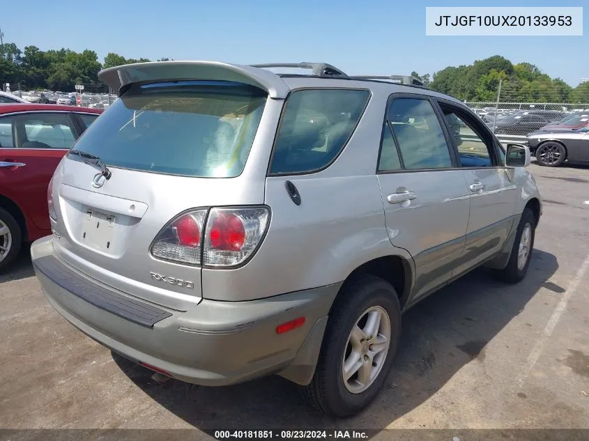 2002 Lexus Rx 300 VIN: JTJGF10UX20133953 Lot: 40181851