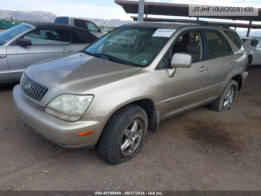 2002 Lexus Rx 300 VIN: JTJHF10UX20281430 Lot: 40199949