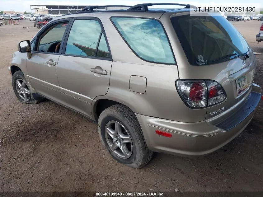 2002 Lexus Rx 300 VIN: JTJHF10UX20281430 Lot: 40199949